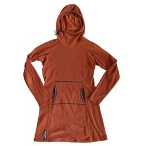 Women’s Burnt Orange Melanzana Micro Grid Hooded Dress Size Small Hiking